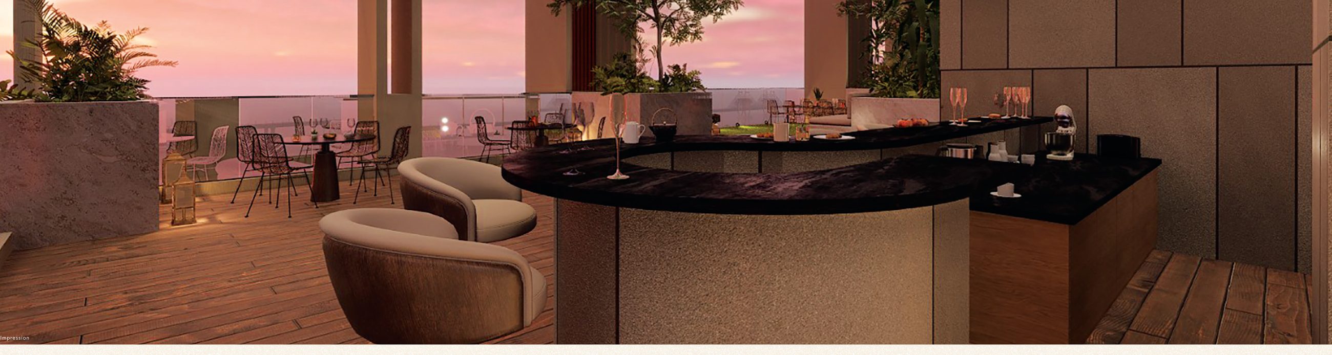Party deck at dusk