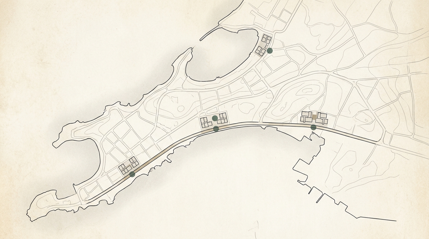 Editorial cartographic illustration of the Bandra to Worli coastline in central Mumbai